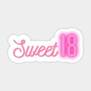 18th Birthday Sweet Eighteen Pink Happy Birthday Valentines Day Anniversary Gift Sticker